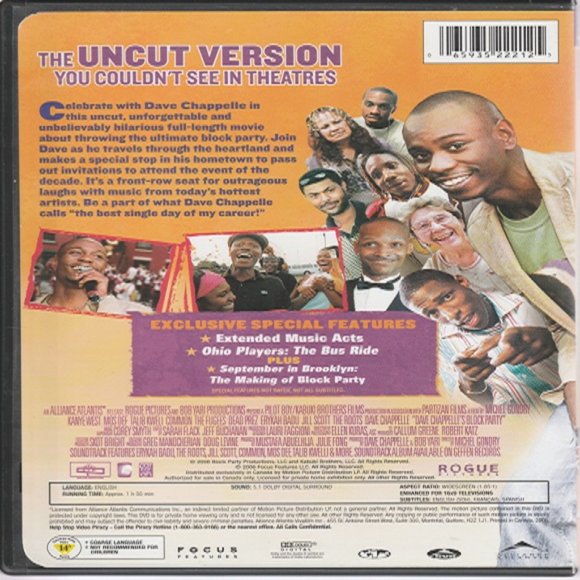 Dave Chappelle's Block Party - 2006 Wide Screen Edition DVD - Picture 2 of 2